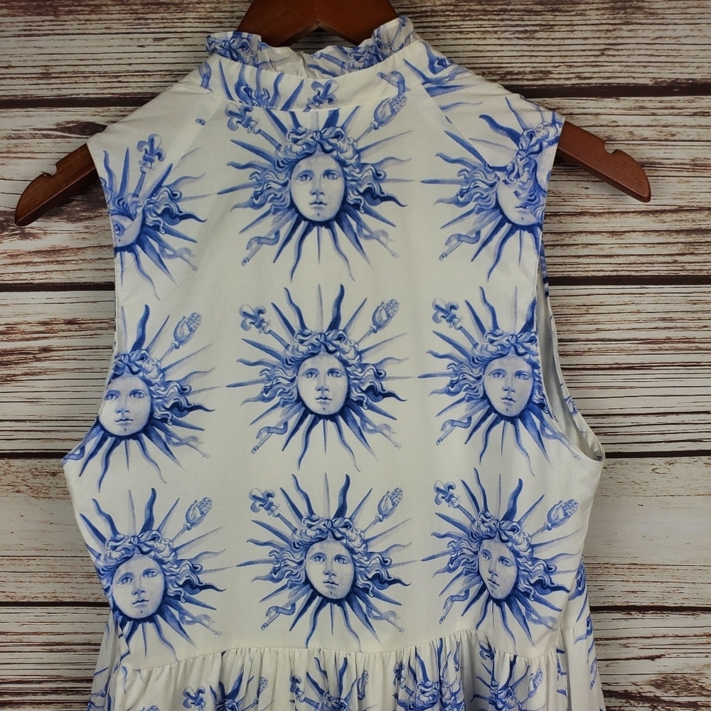 Amanda Uprichard Womens Small White/Blue Soleil Sun Print Connolly Mini Dress - Picture 9 of 11